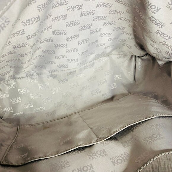 Michael Kors Jet Set Gray Saffiano Leather Tote Double Handle Traveler Bag - Picture 11 of 14